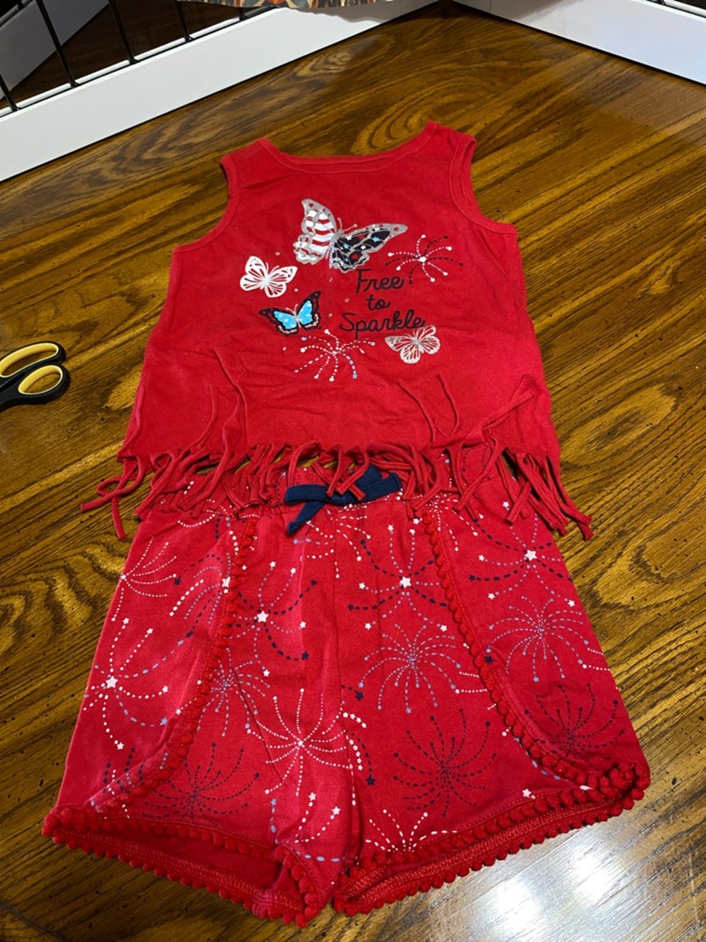 Red Butterfly Fringe Tank & Shorts Set